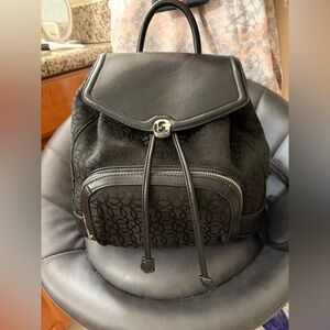 Time and Tru Black Textured Backpack